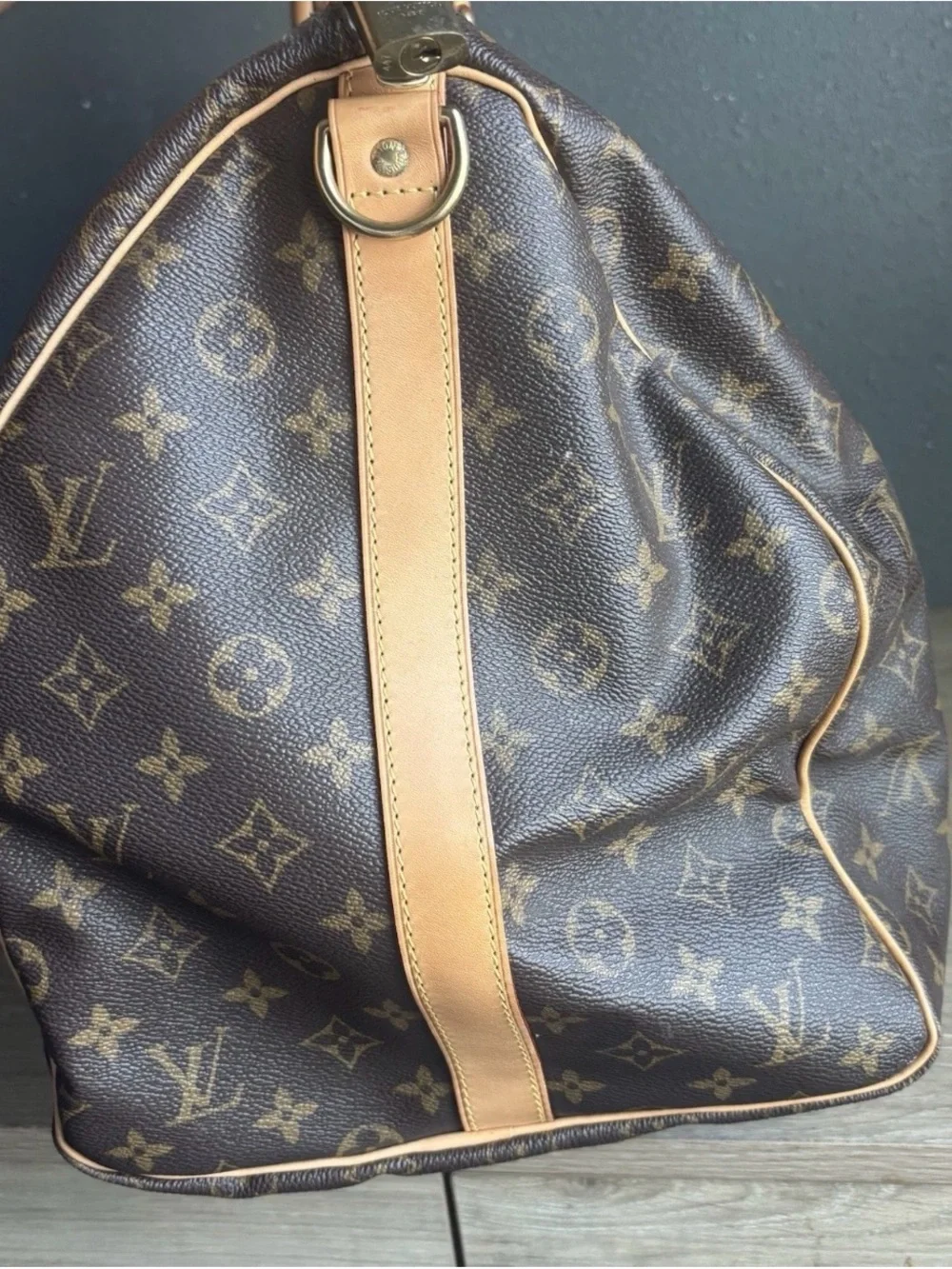 Auth LOUIS VUITTON Keepall Bandouliere 55 Monogram Canvas Duffel Bag JD Initial